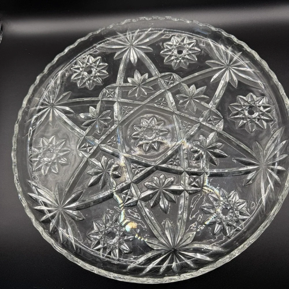 Vintage Anchor Hocking Early American Prescut (EAPC)glass STAR OF DAVID platter
